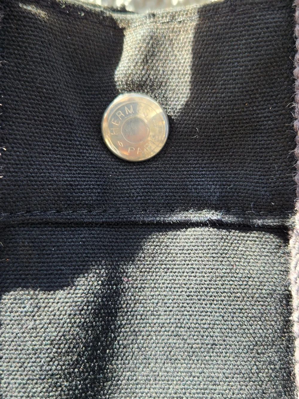 Hermes Black Canvas Bag with silver snap closure - Picture 5 of 16